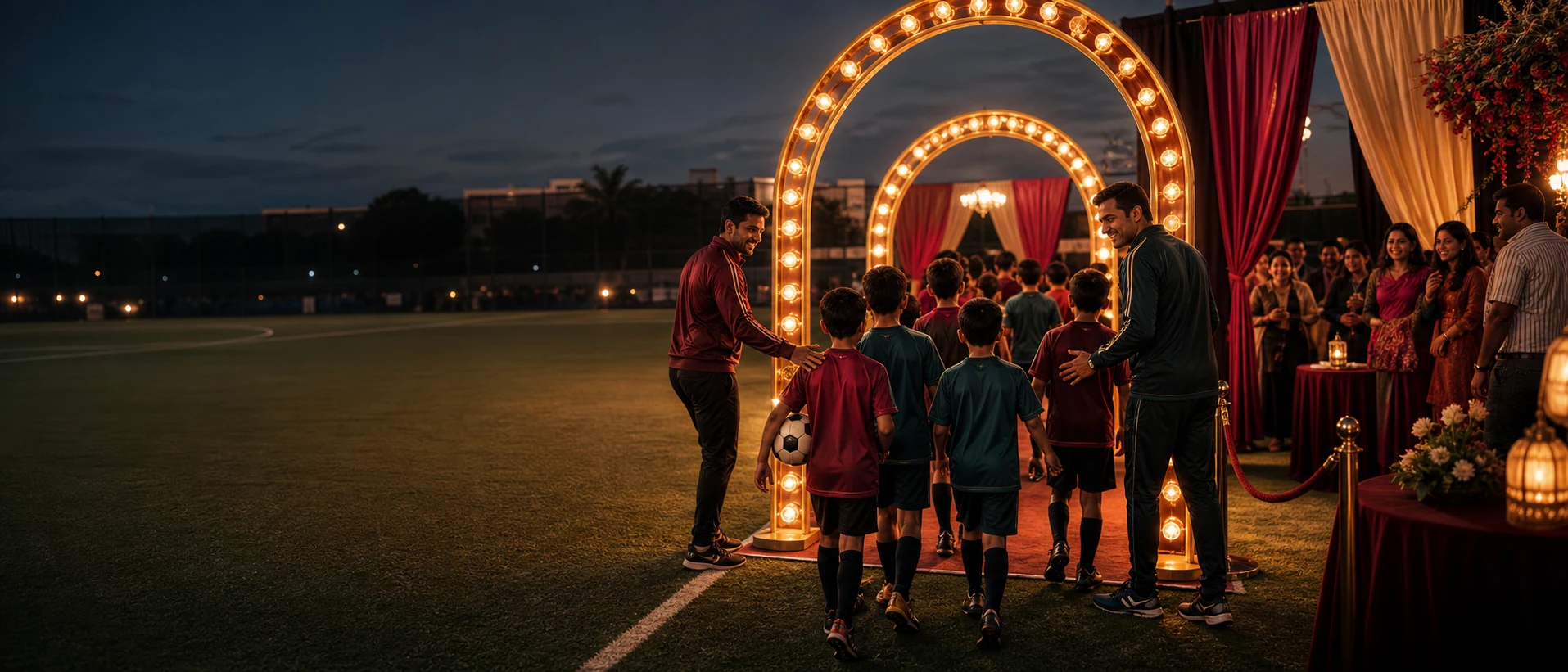 Safely supervised children's football birthday party styled like a cinema premiere in Kolkata