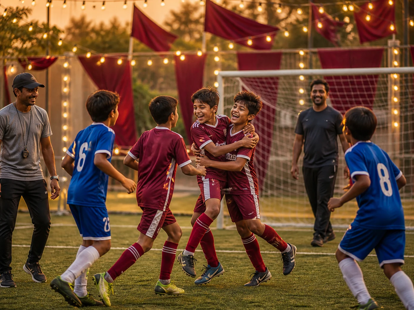 Supervised children's football party with a mini tournament